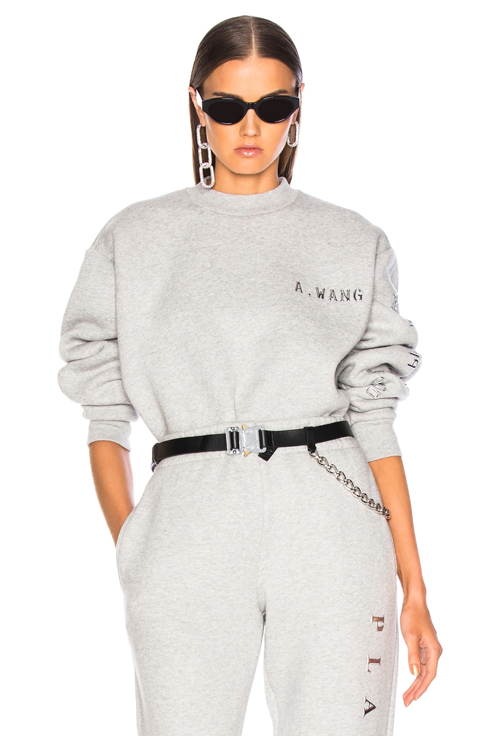 Image 1 of Alexander Wang Chrome Decal Sweatshirt in Grey