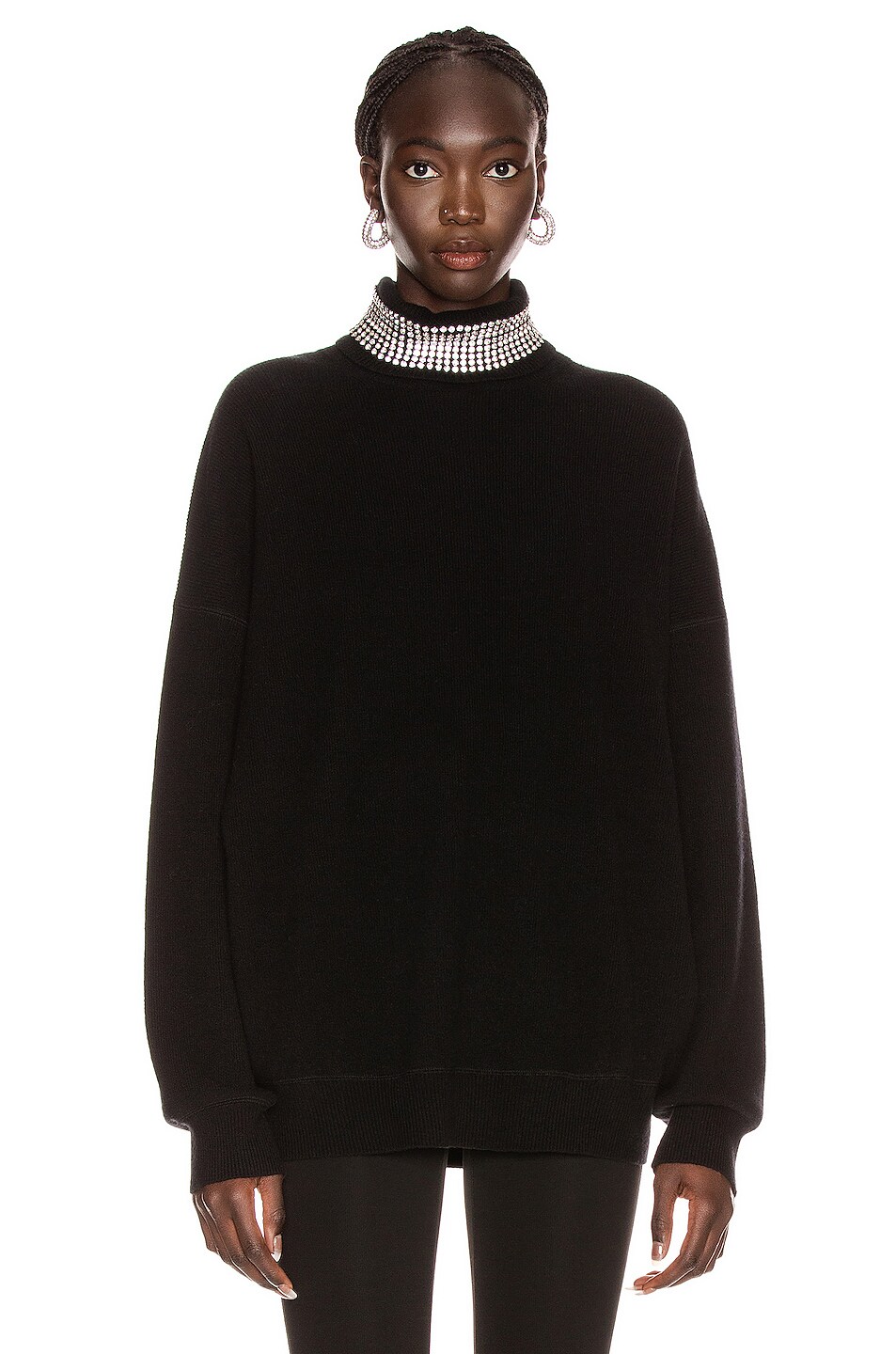 Image 1 of Alexander Wang Crystal Neck Turtleneck Sweater in Black
