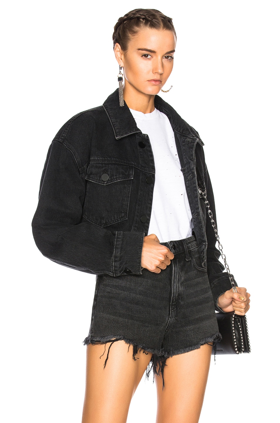 Image 1 of Alexander Wang Cropped Oversized Jacket in Black Fade