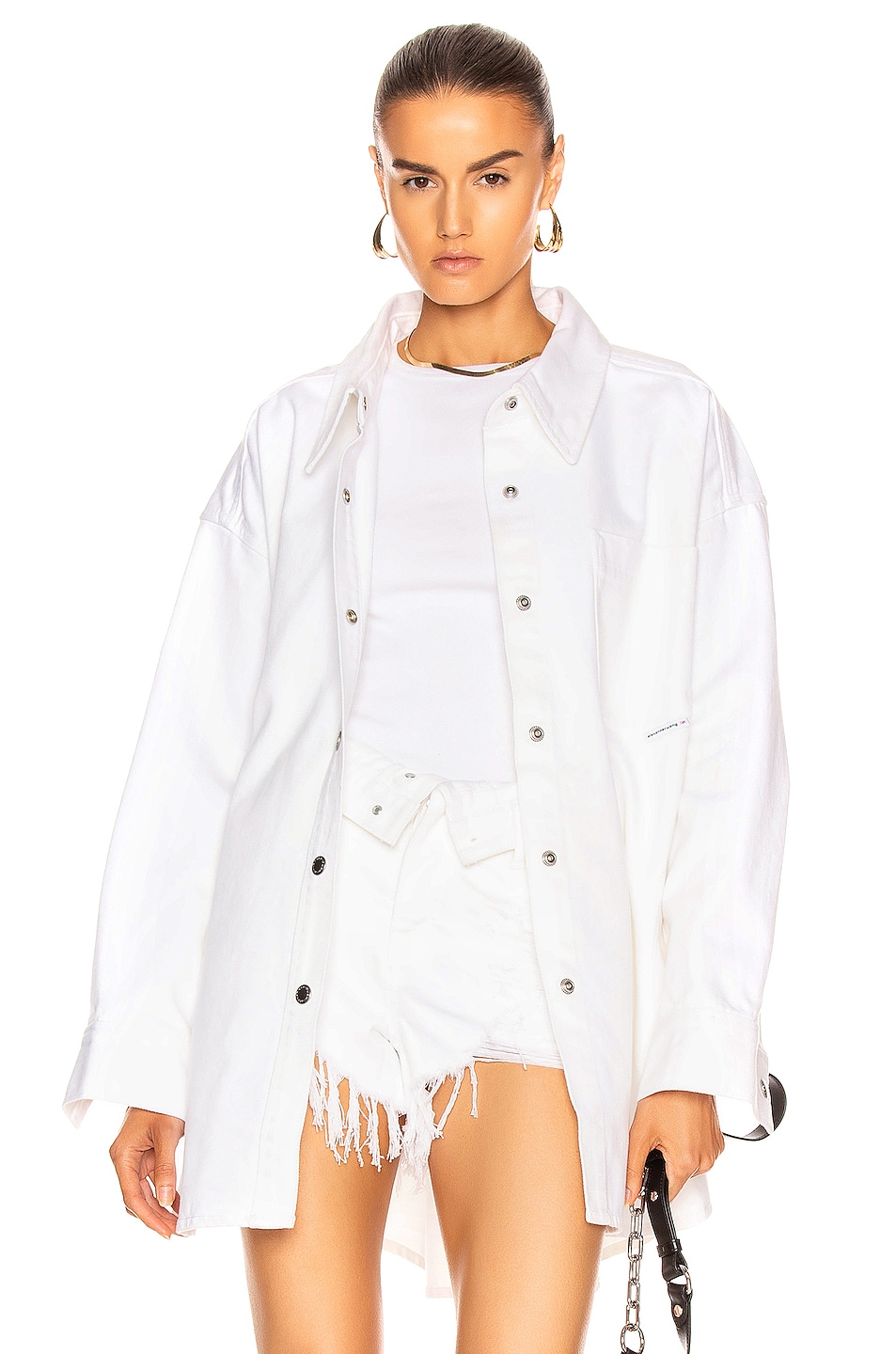 Image 1 of Alexander Wang Runway Long Shirt Jacket in White