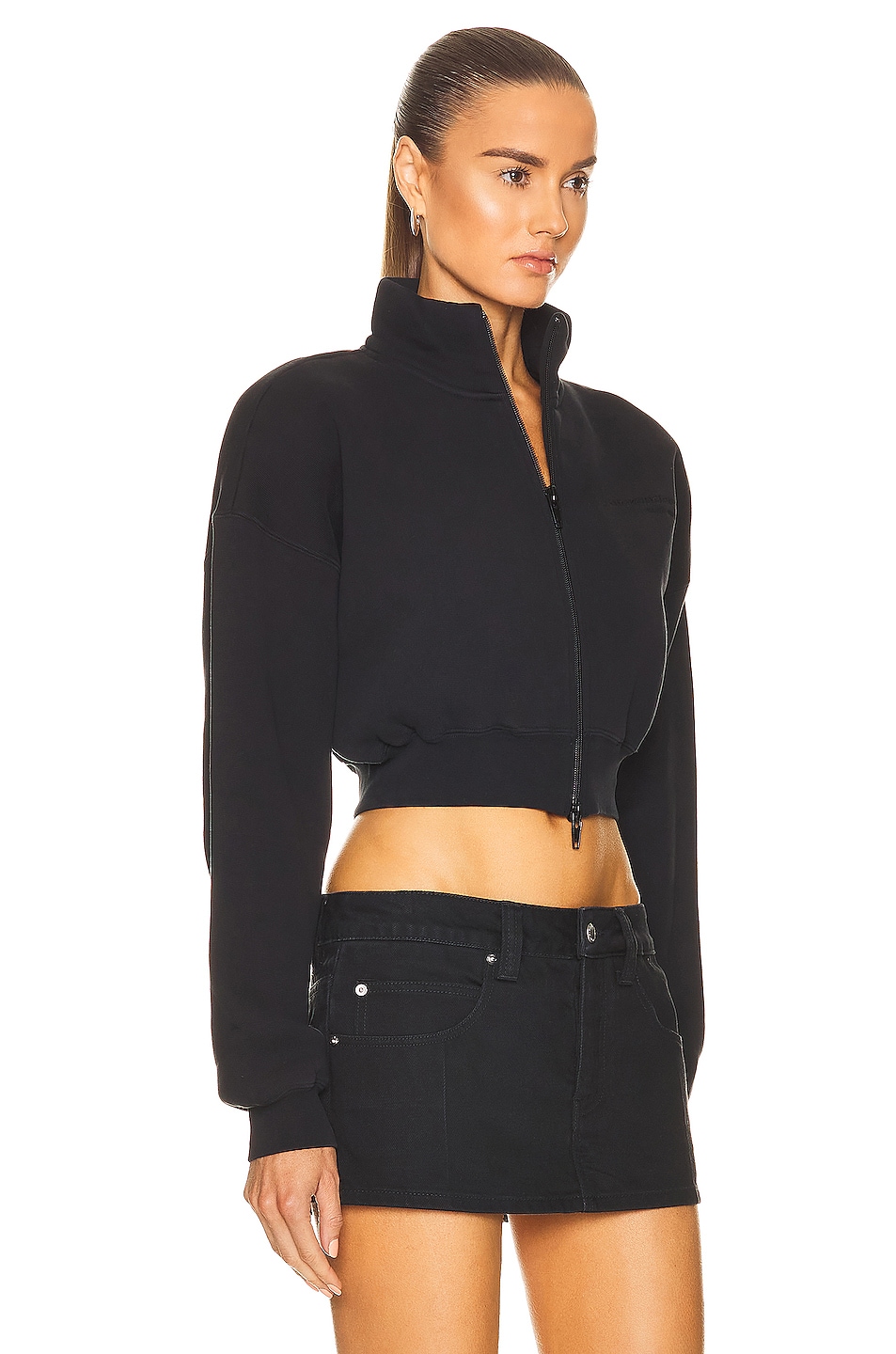 Alexander Wang Logo Cropped Jacket in Black | FWRD