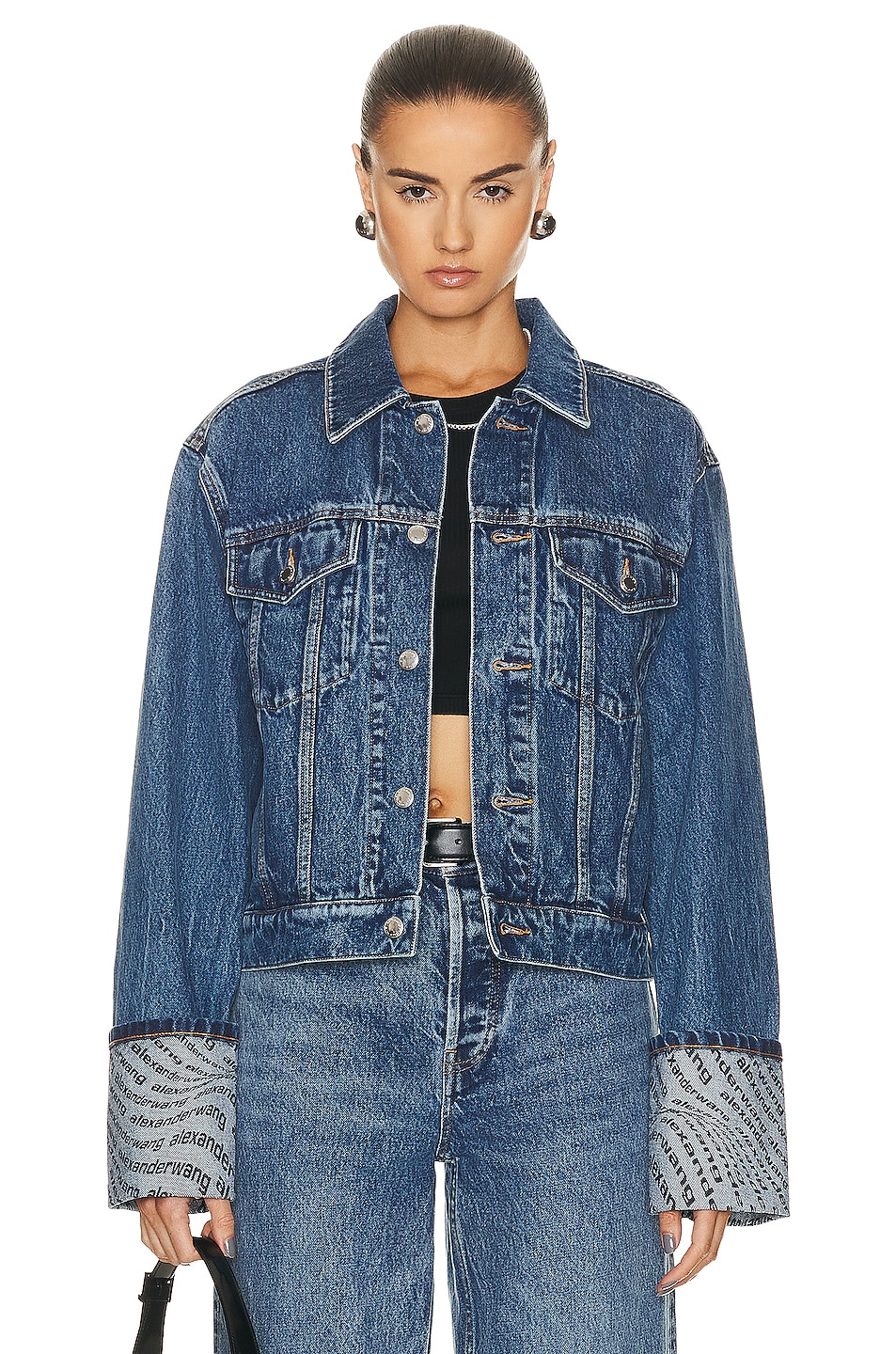 Image 1 of Alexander Wang Trucker Jacket in Vintage Medium Indigo