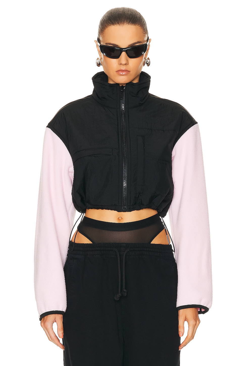 Image 1 of Alexander Wang Cropped Zip Up Jacket in Light Pink