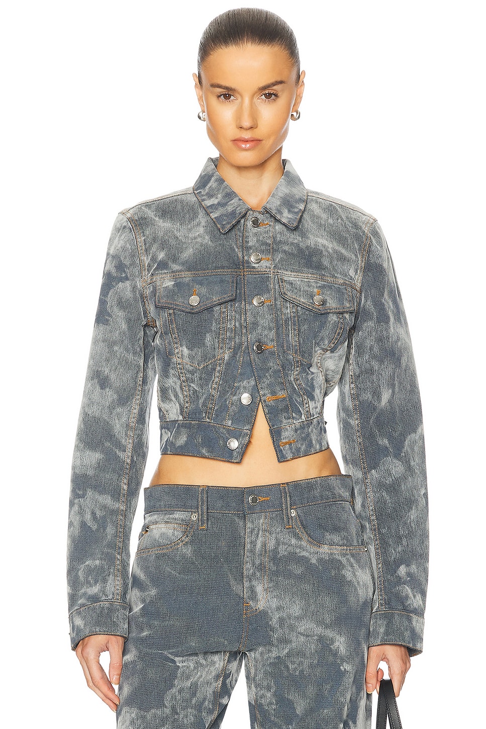 Cropped Trucker Jacket in Grey