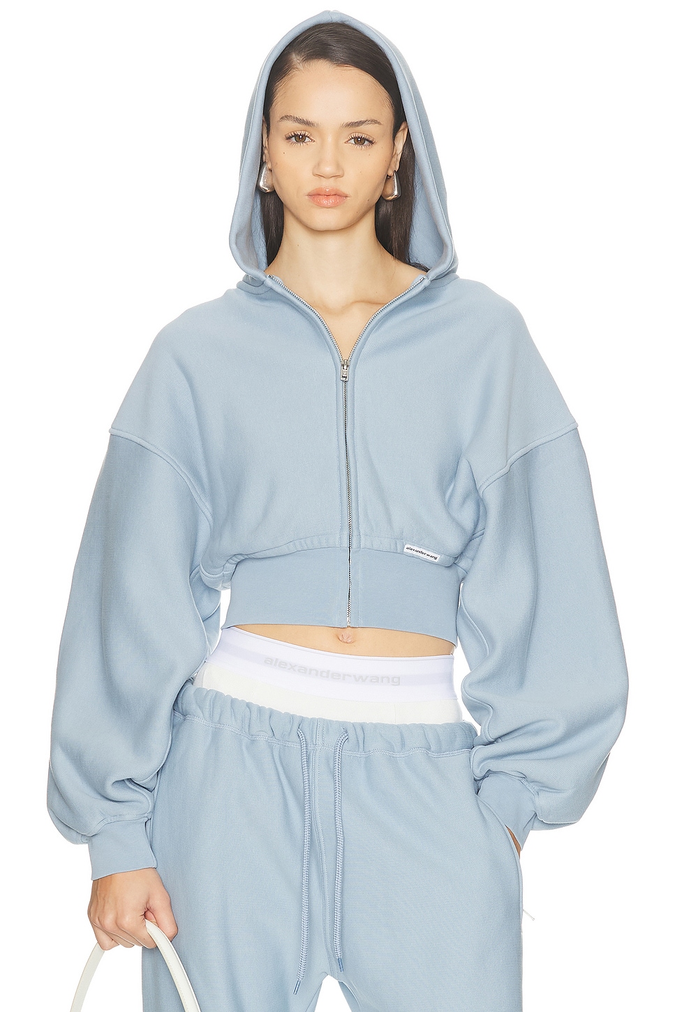 Image 1 of Alexander Wang Cropped Zip Up Jacket in Light Blue