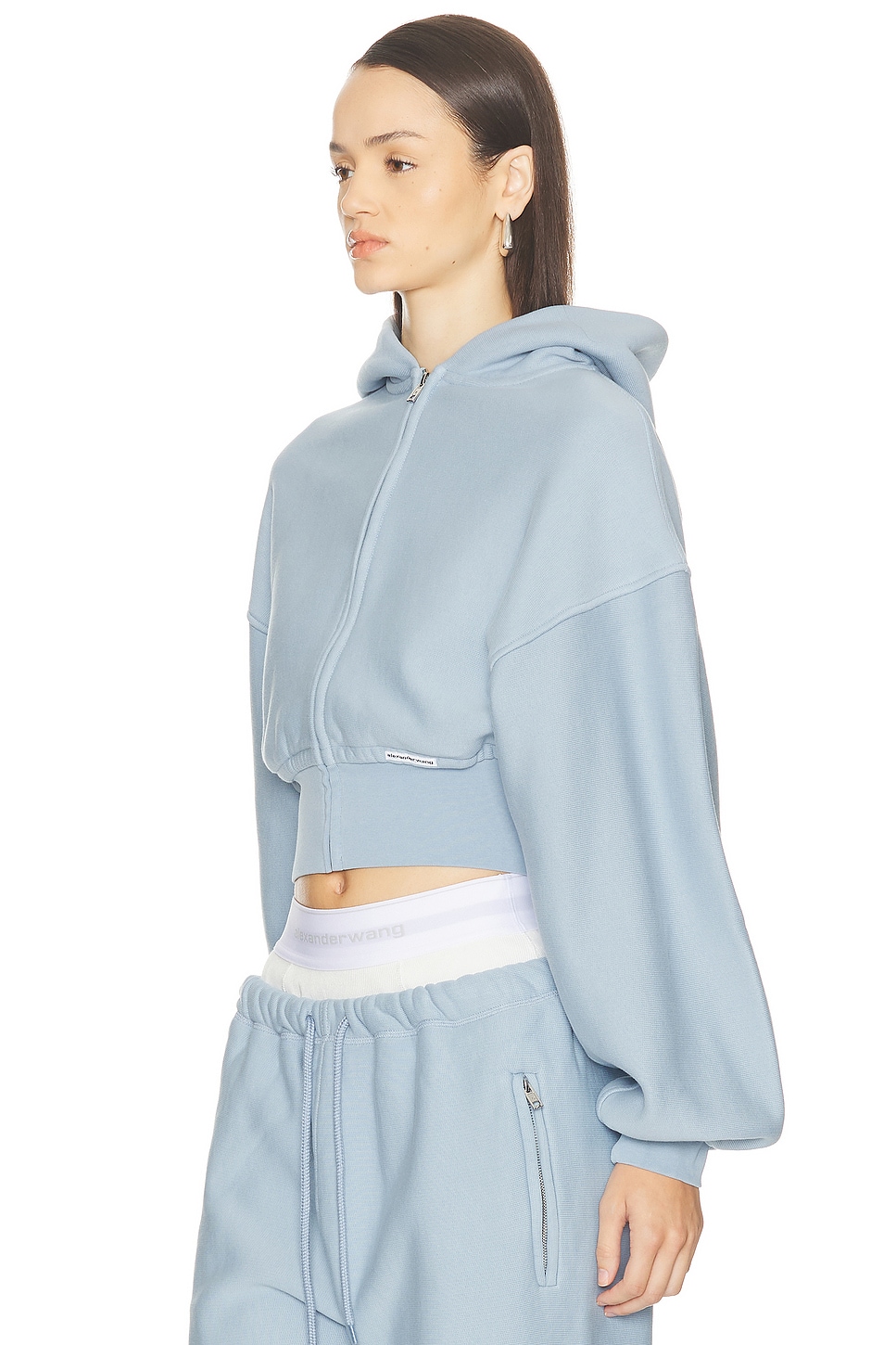 Alexander Wang Cropped Zip Up Jacket In Gray