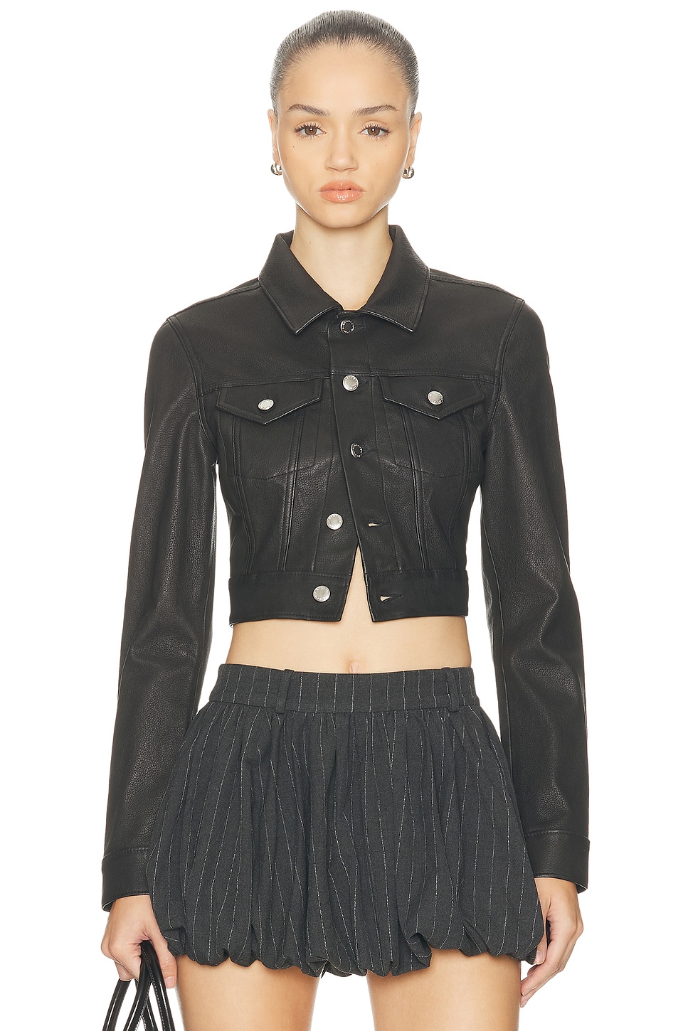 Image 1 of Alexander Wang Shrunken Trucker Jacket in Black