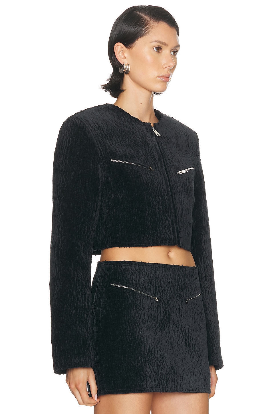 Alexander Wang Cropped Boxy Jacket In Black