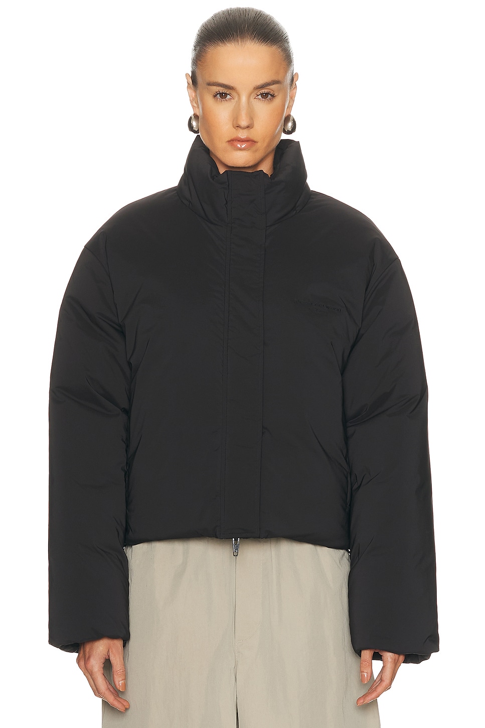 Alexander Wang Logo-embroidered Quilted Shell Jacket In Black