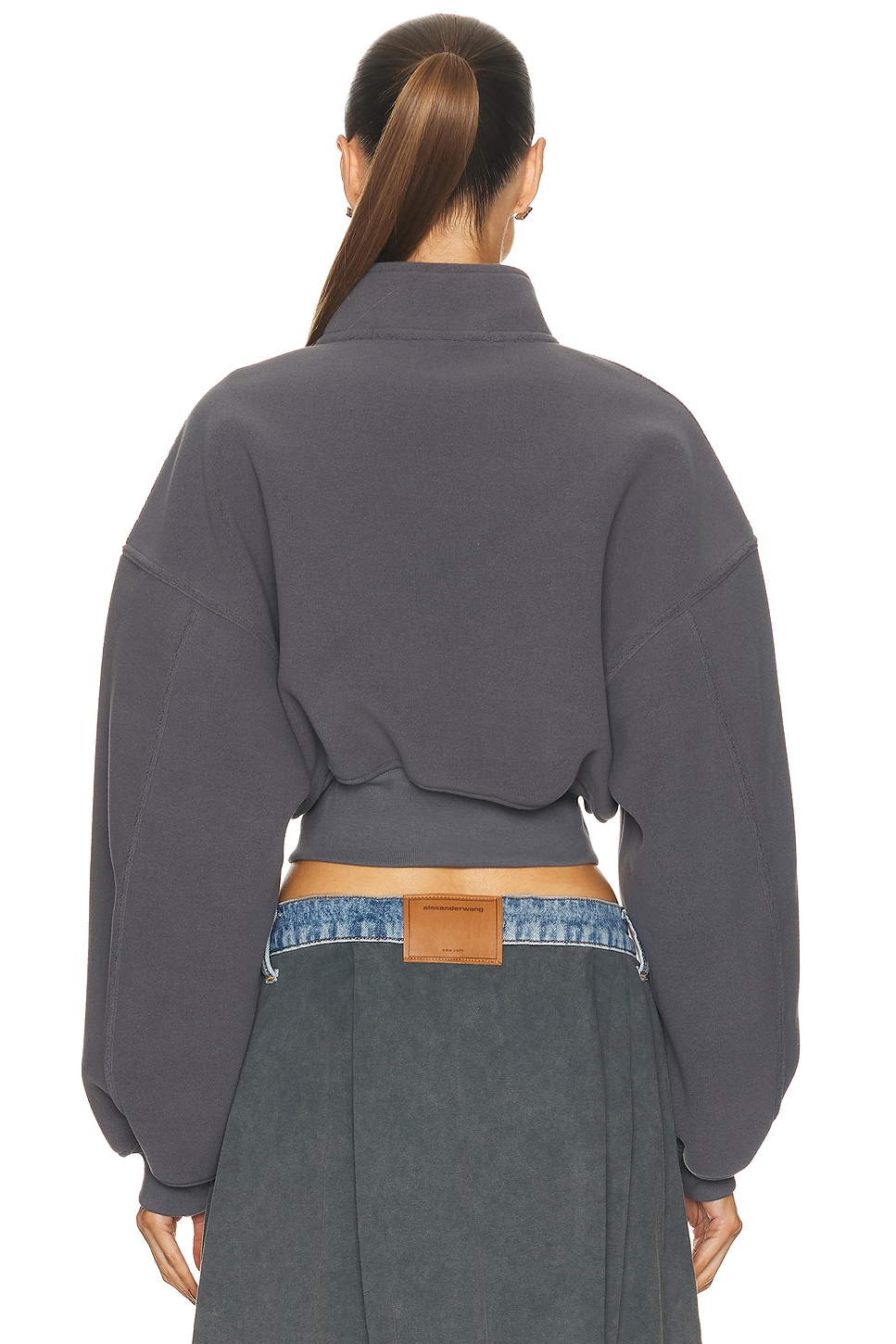 Alexander Wang - Cropped Mock Neck Zip Up Jacket | Plush