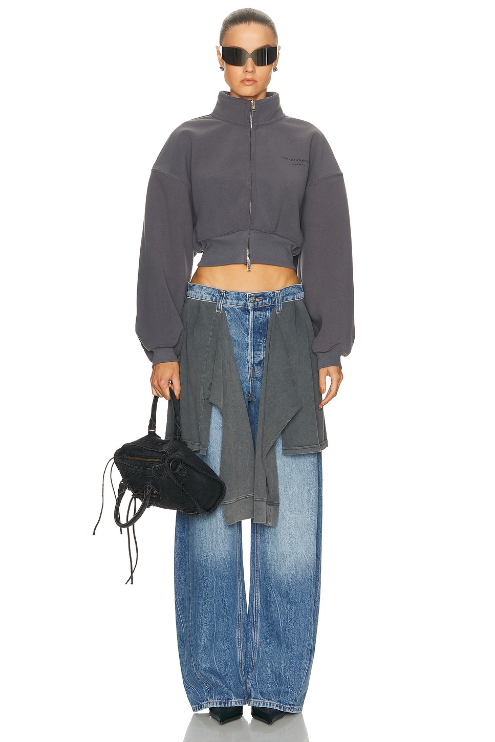 Alexander Wang - Cropped Mock Neck Zip Up Jacket | Plush