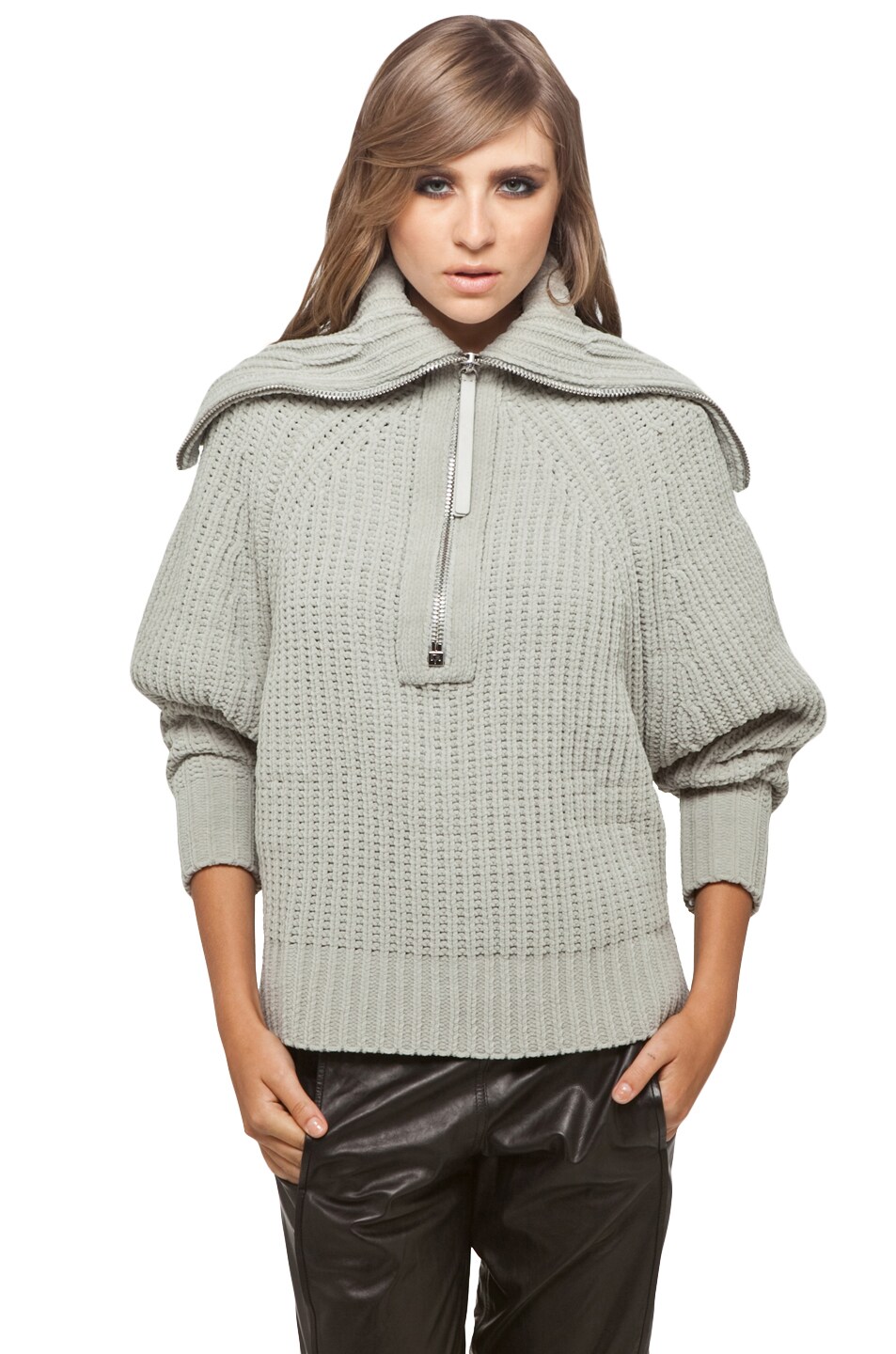 Image 1 of Alexander Wang Long Sleeve Pullover in Light Grey