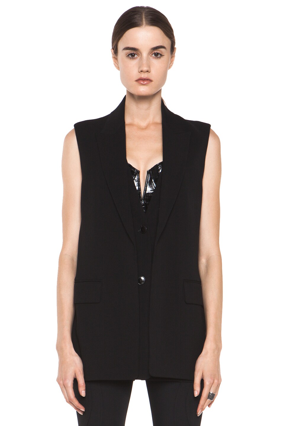Image 1 of Alexander Wang Double Front Vest with Split Back in Black
