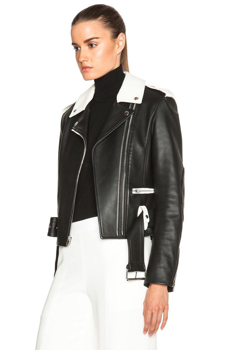 Alexander Wang Leather Double Zip Biker Jacket in Nocturnal | FWRD