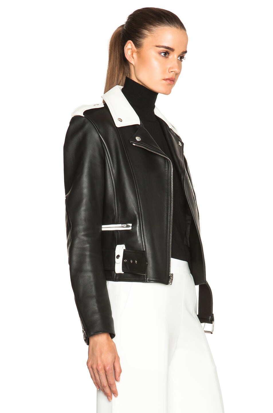 Alexander Wang Leather Double Zip Biker Jacket in Nocturnal | FWRD