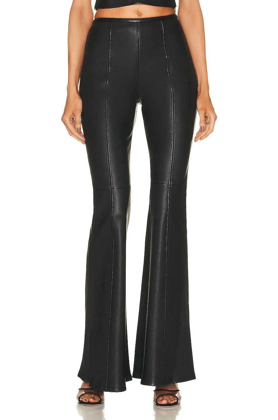 Image 1 of Alexander Wang Leather Flared Leg Pant in Black