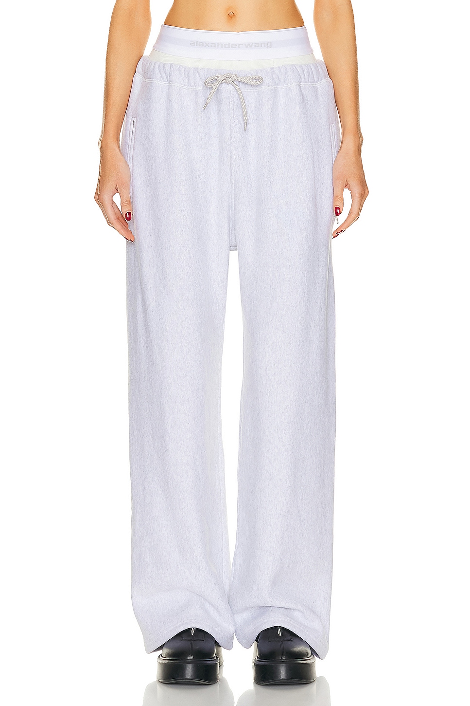 Image 1 of Alexander Wang Wide Leg Sweatpant in Light Heather Grey