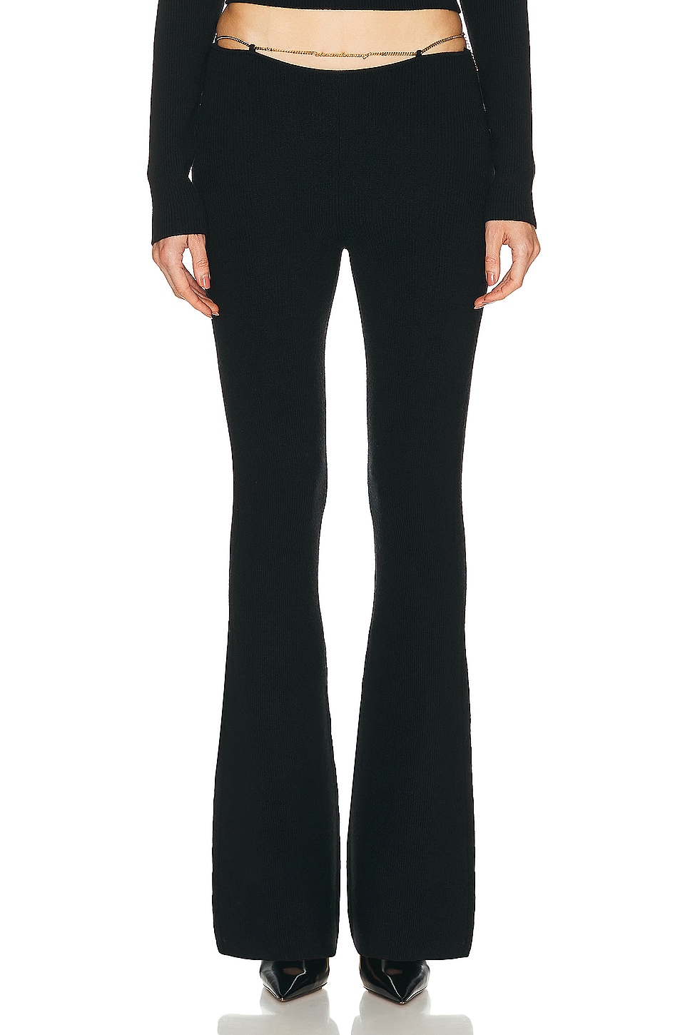 Image 1 of Alexander Wang Boot Leg Pant With Logo Waist Chain in Black