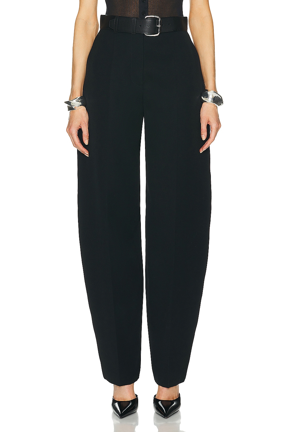 Image 1 of Alexander Wang Hi-waisted Trouser With Leather Belted Waistband in Black