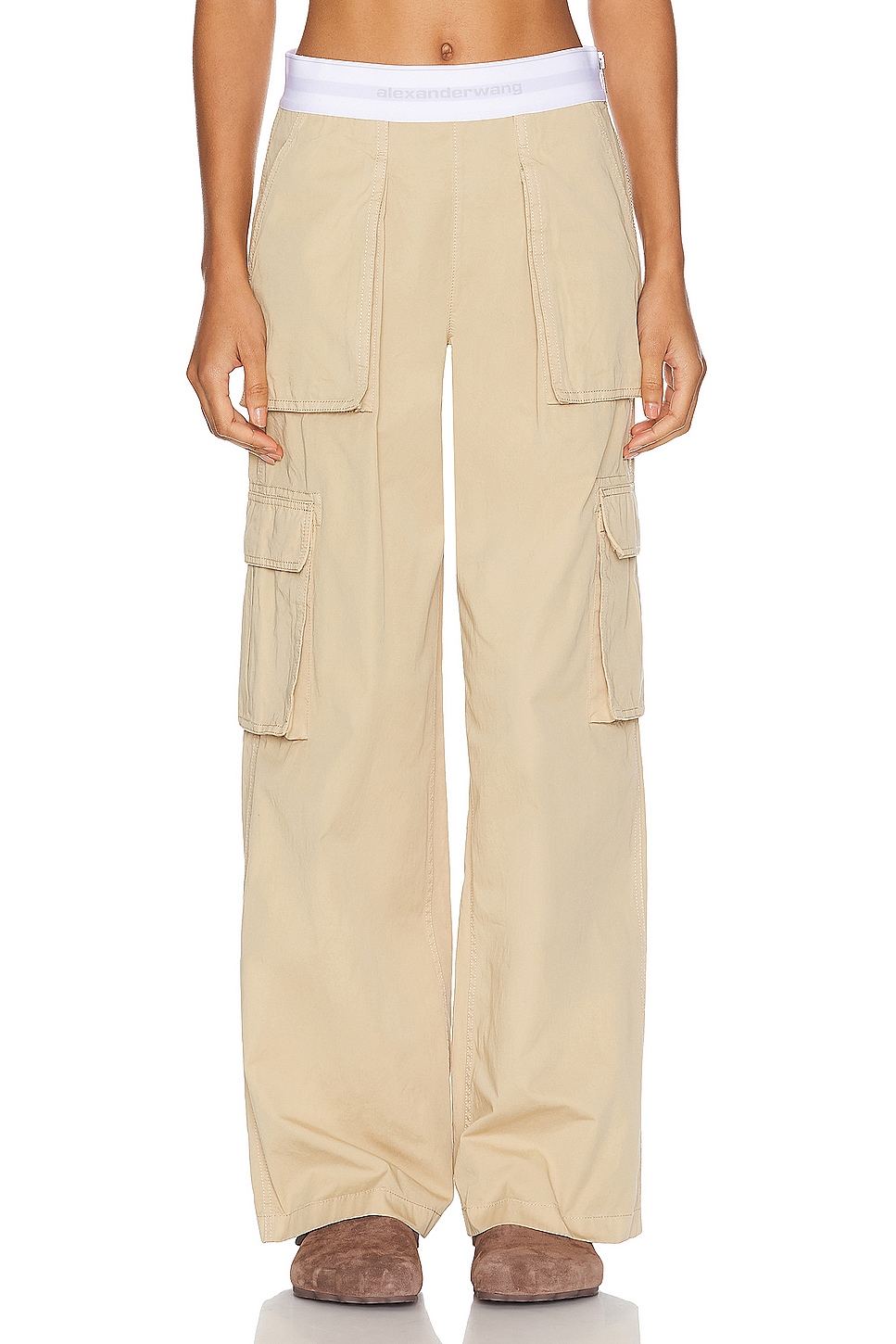 Image 1 of Alexander Wang Mid Rise Cargo Rave Pant in Feather
