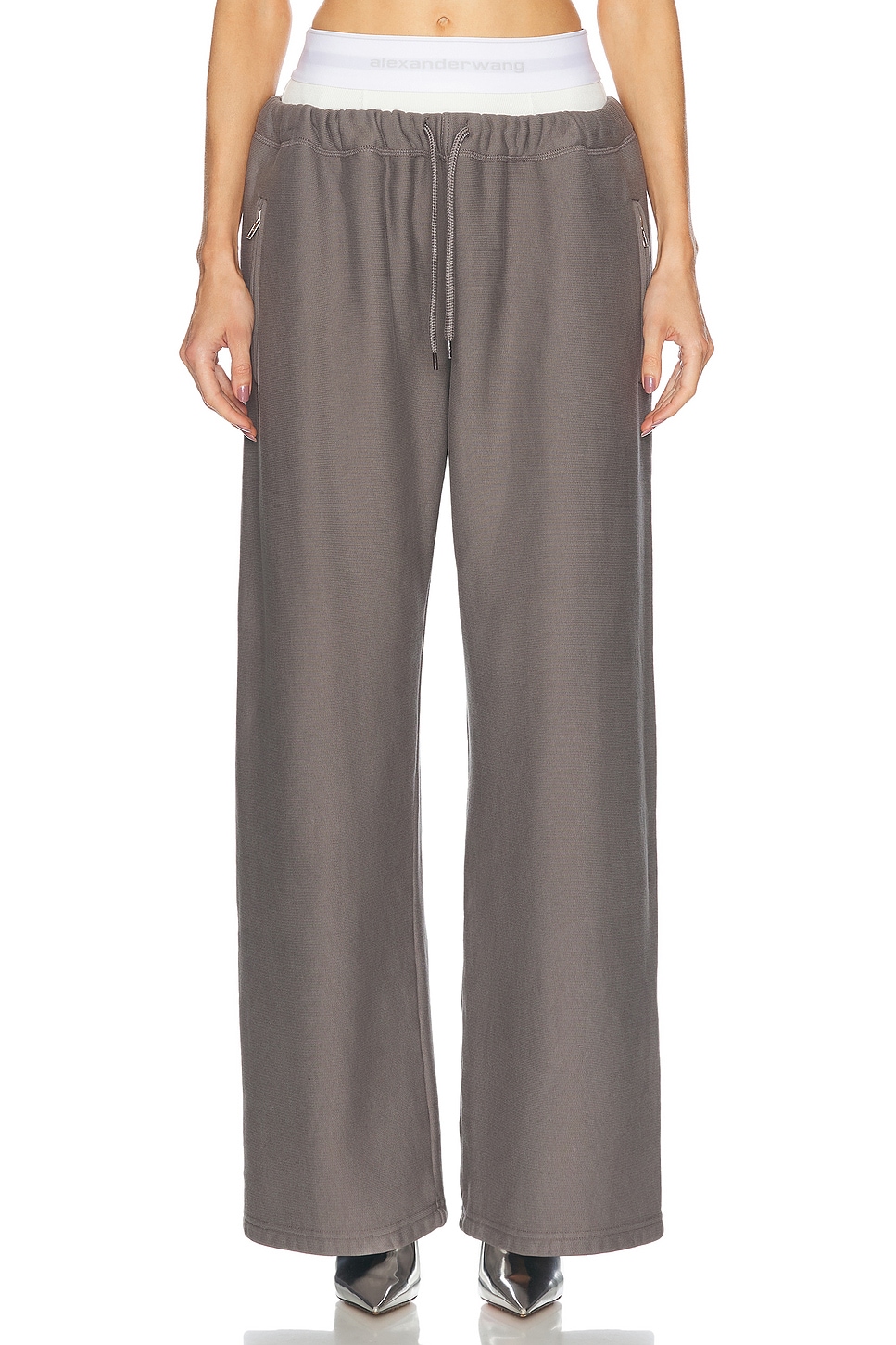 Image 1 of Alexander Wang Wide Leg Sweatpant in Washed Granite