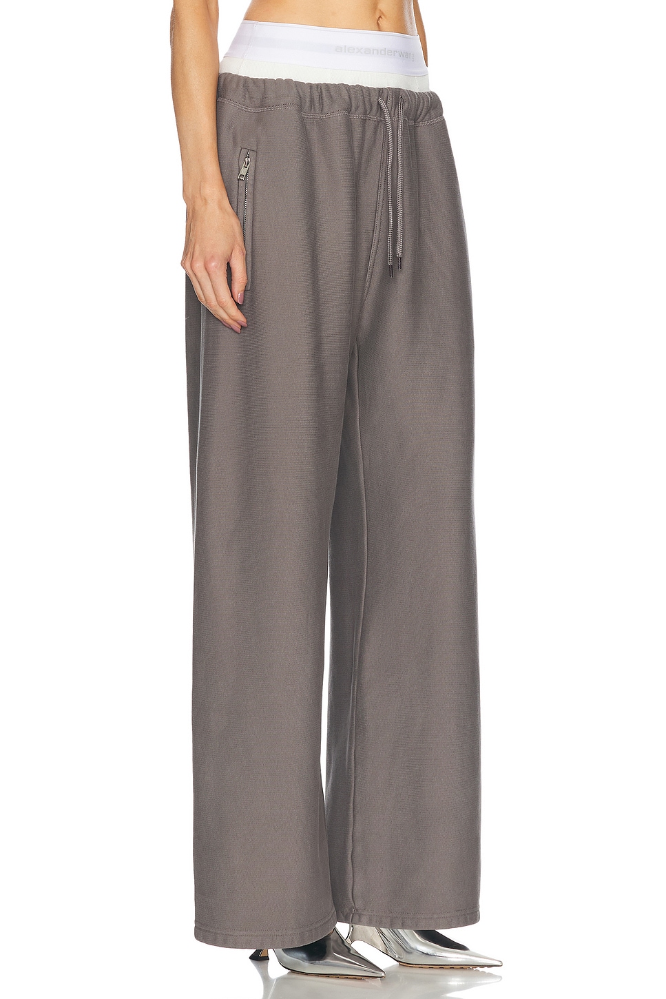 Shop Alexander Wang Wide Leg Sweatpant In Washed Granite