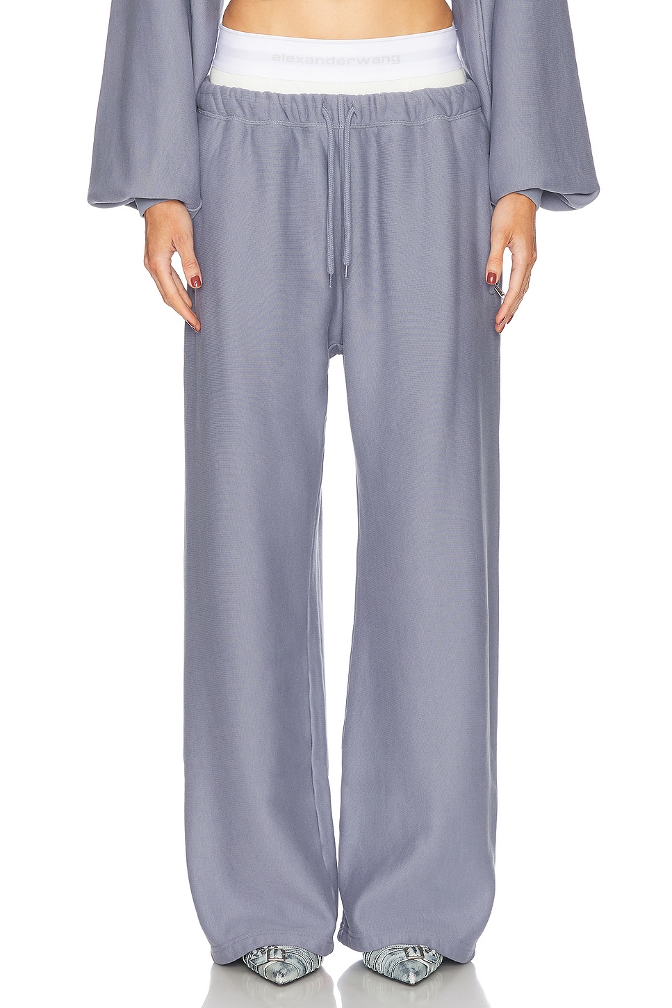 Shop Alexander Wang Wide Leg Sweatpant In Washed Vintage Blue