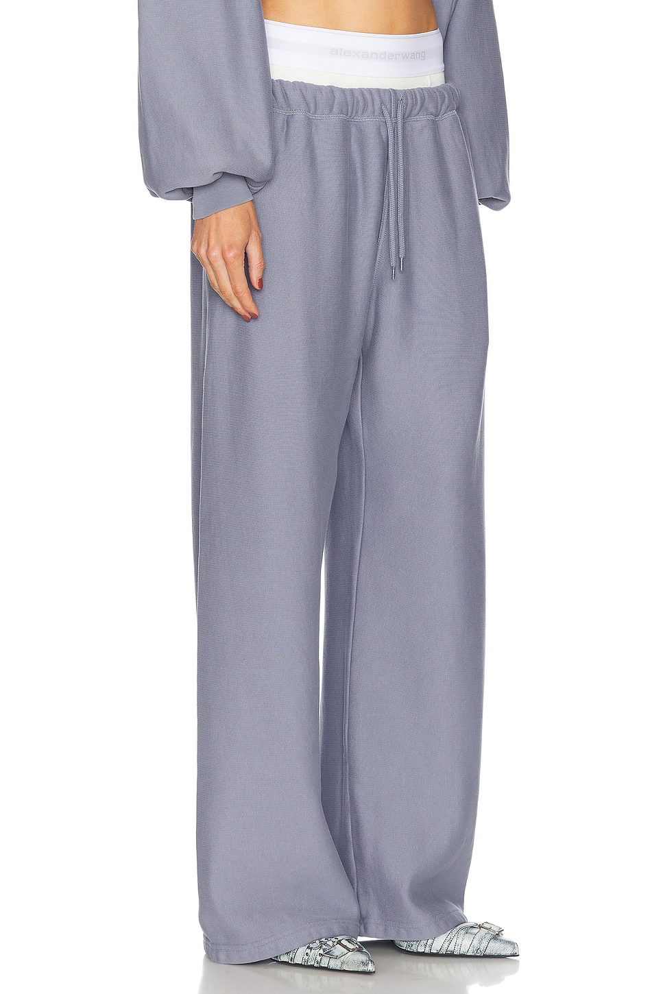 Shop Alexander Wang Wide Leg Sweatpant In Washed Vintage Blue