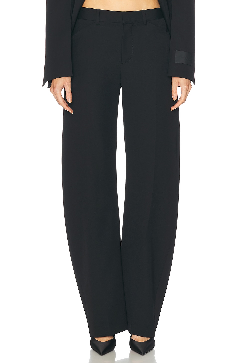 Mid Rise Wide Leg Trouser in Black