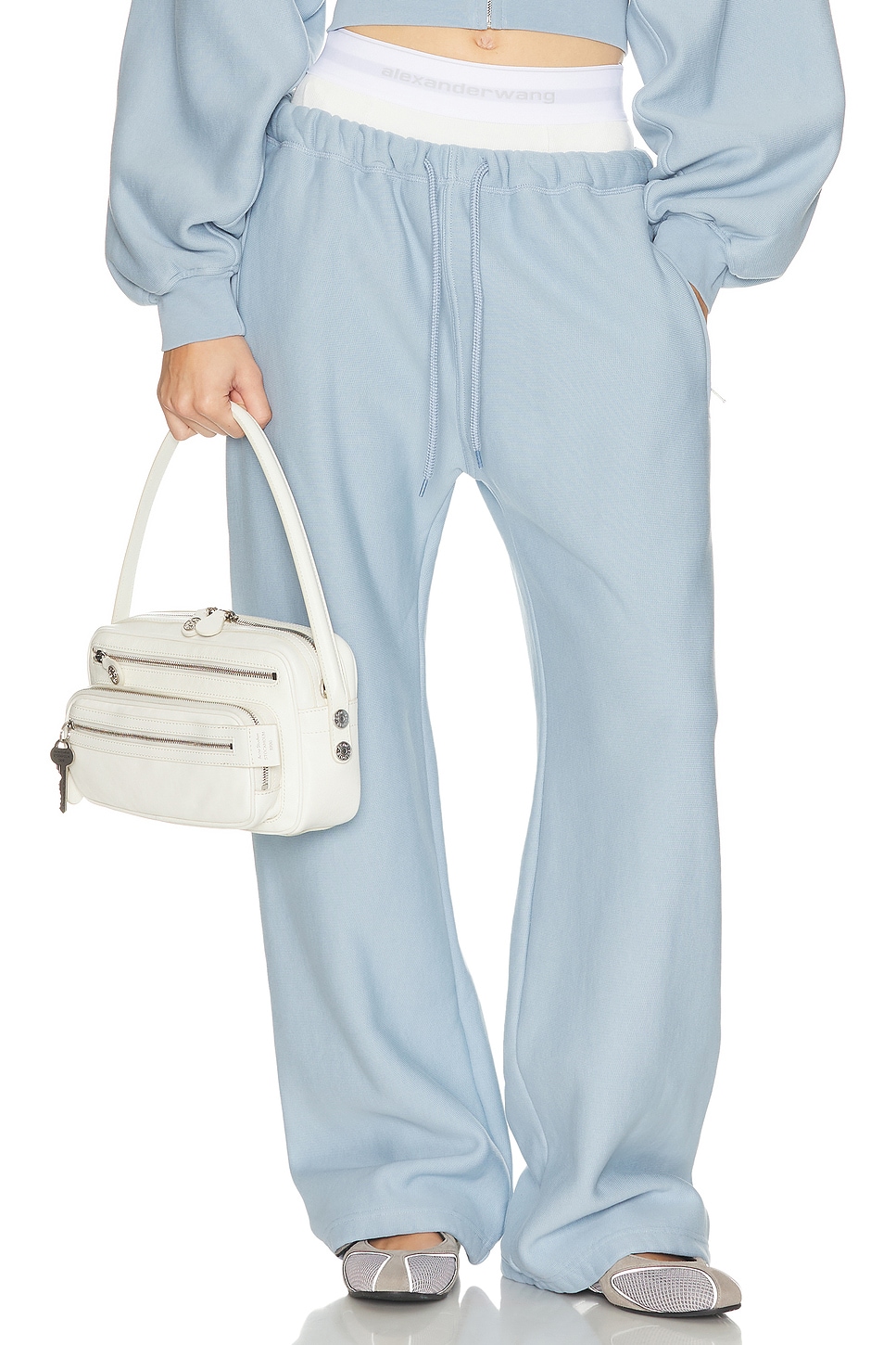 Image 1 of Alexander Wang Wide Leg Sweatpant in Light Blue