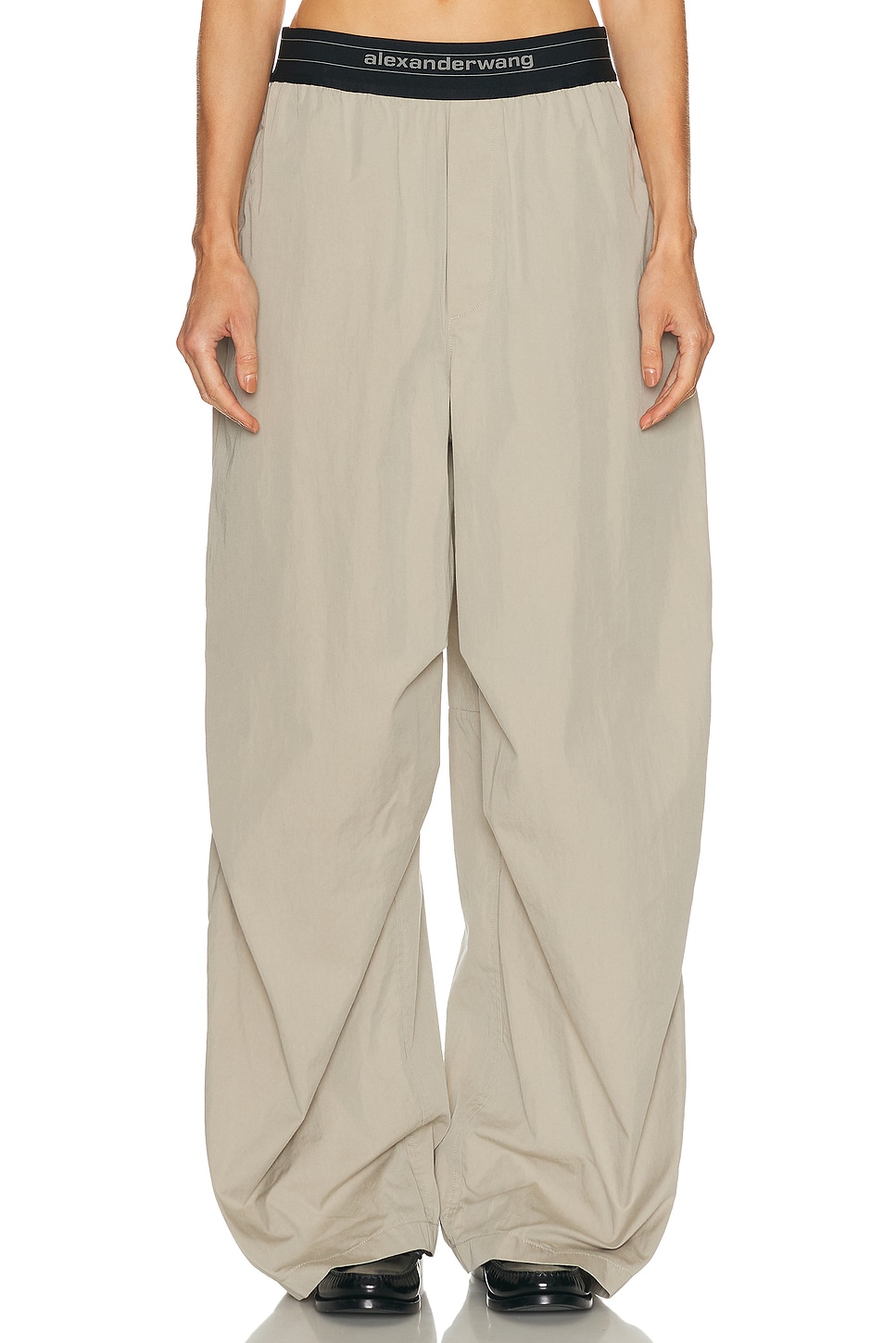 Image 1 of Alexander Wang Mid Rise Pleated Knee Pant in Stone