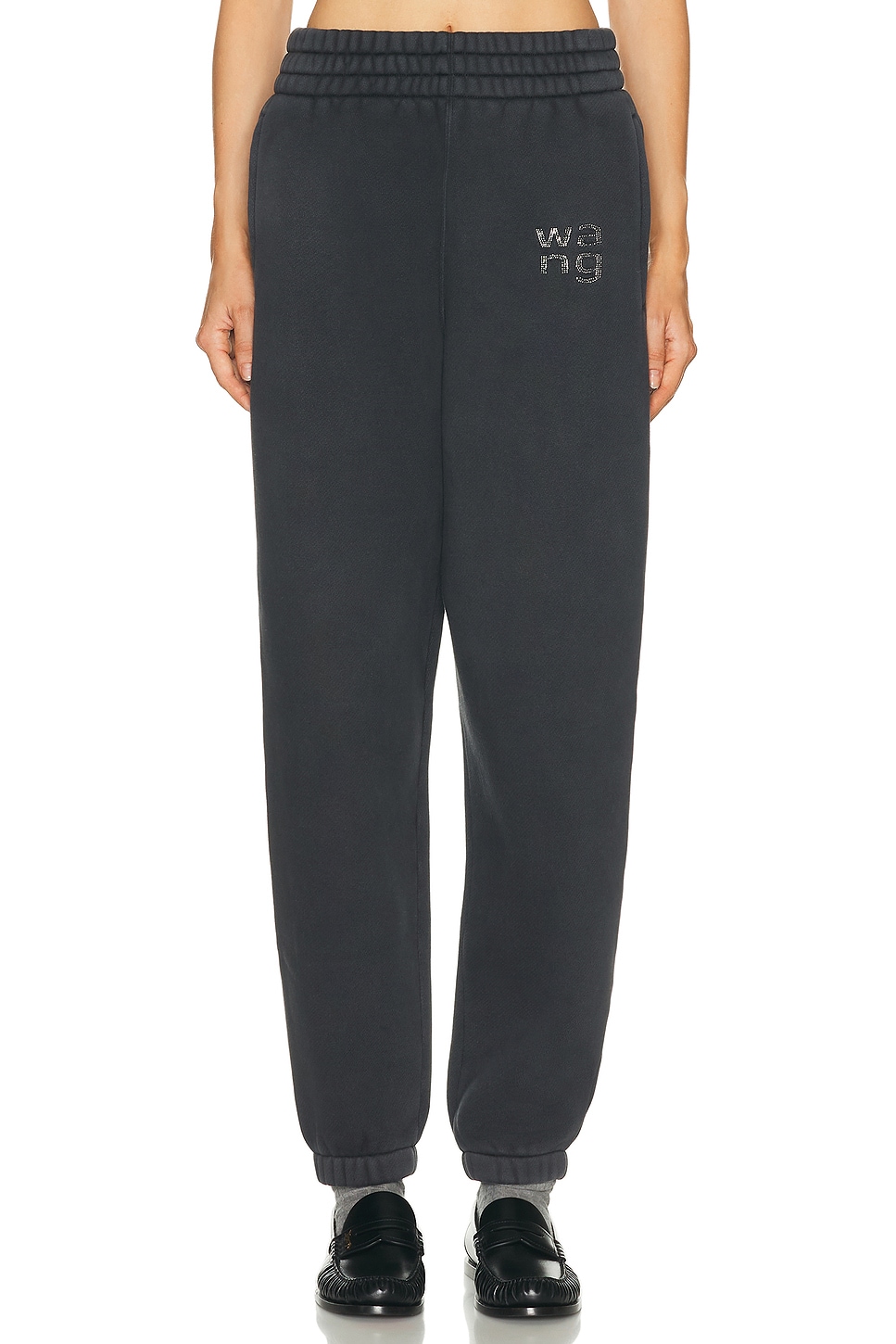 Image 1 of Alexander Wang Hotfix Logo Sweatpant in Washed Black