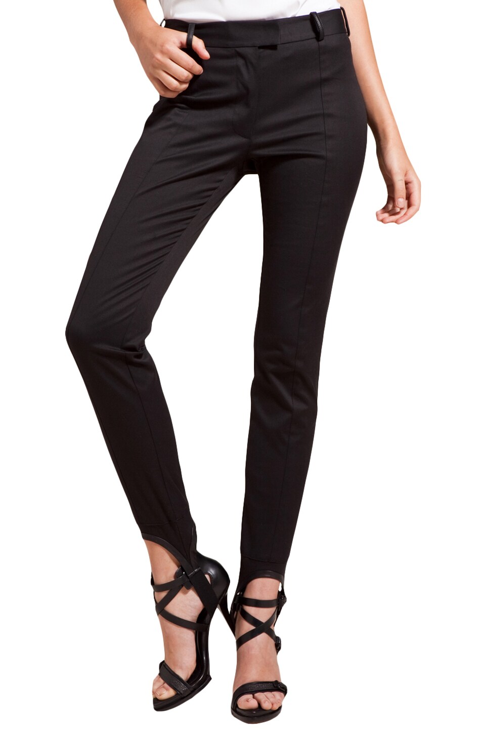 Image 1 of Alexander Wang Leather Detail Stirrup Pant in Black