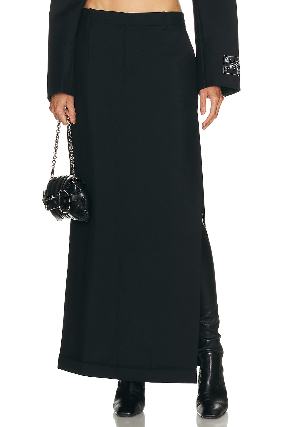 Image 1 of Alexander Wang Mid Rise Tailored Maxi Skirt in Black