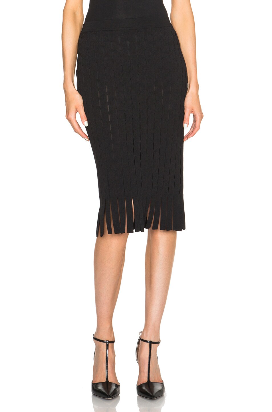 Image 1 of Alexander Wang Fitted Pencil Skirt with Intarsia Split Stripe in Nocturnal