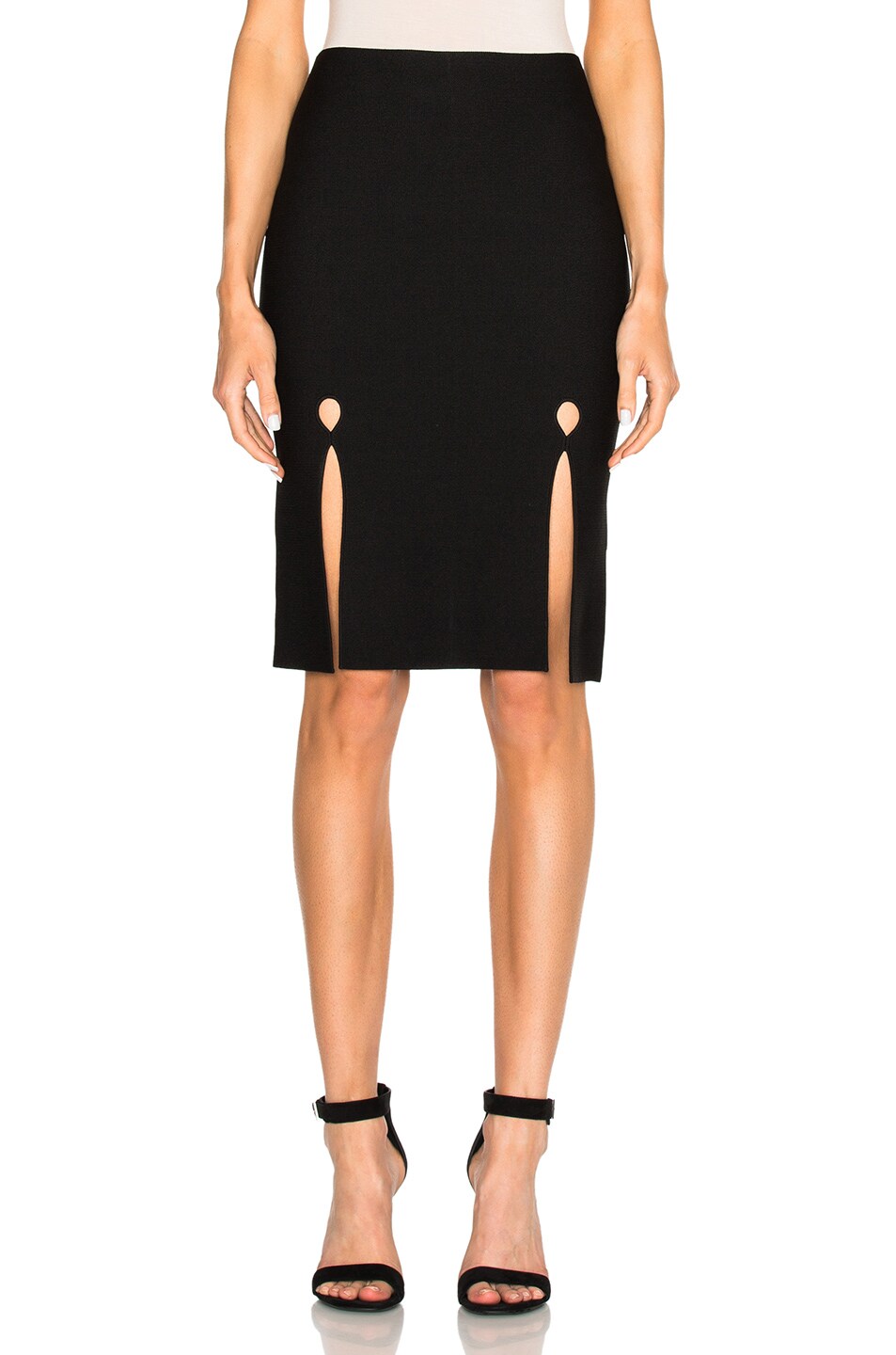 Image 1 of Alexander Wang Keyhole Pencil Skirt in Jet