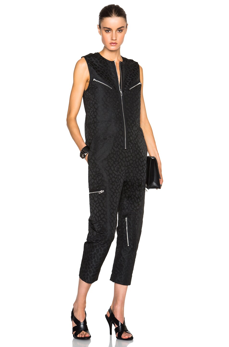 Image 1 of Alexander Wang Flight Suit Romper with Back Knit Detail in Nocturnal