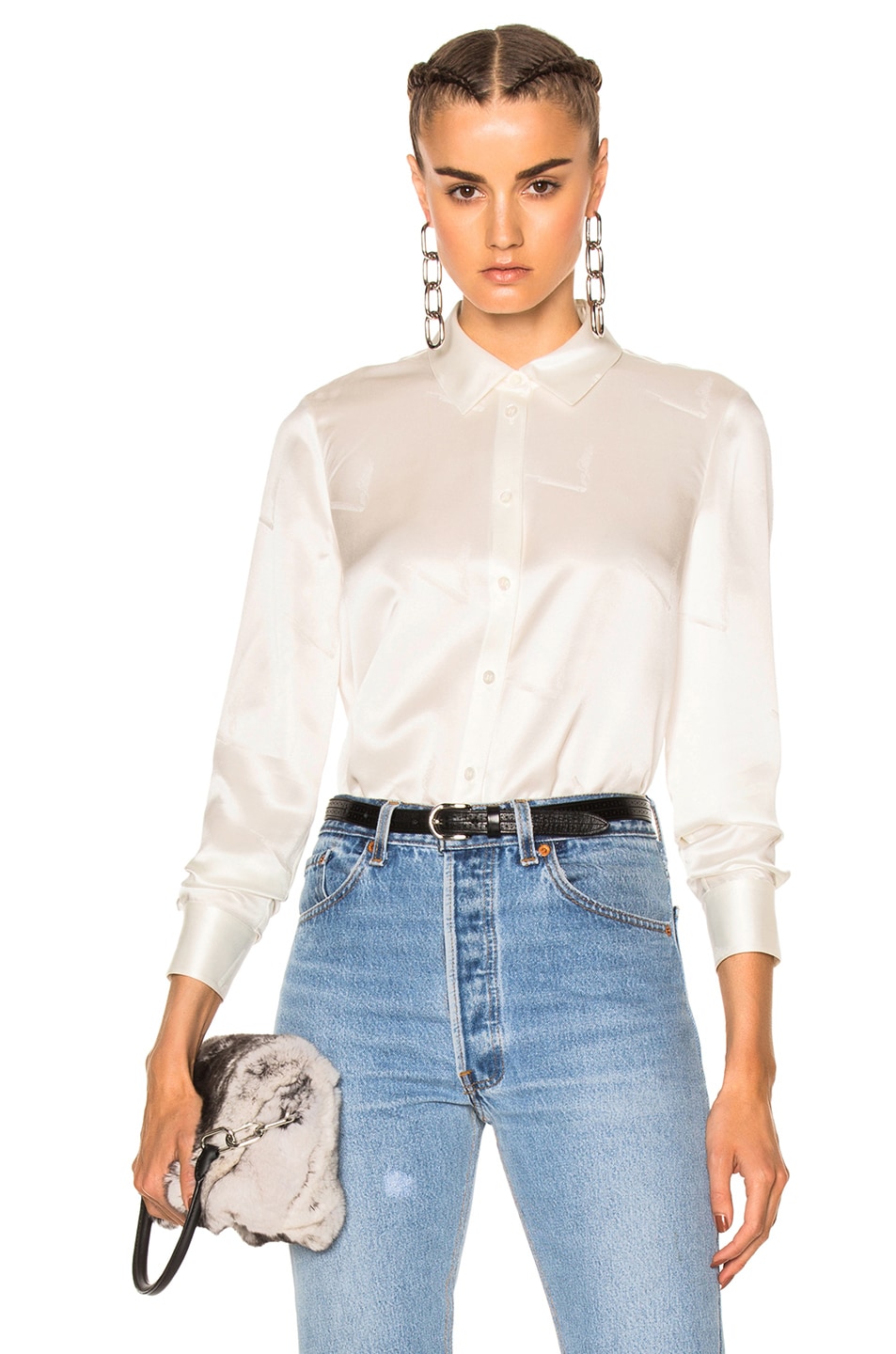 Image 1 of Alexander Wang Straight Cut Button Down Top in Bone