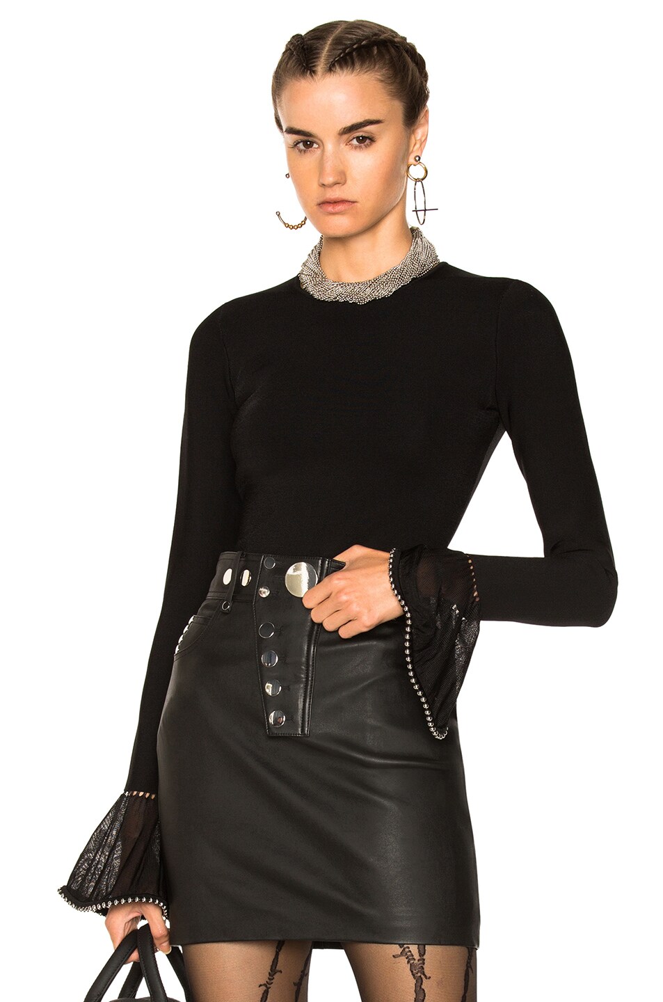 Image 1 of Alexander Wang Long Sleeve Crew Neck Pullover Sweater in Onyx