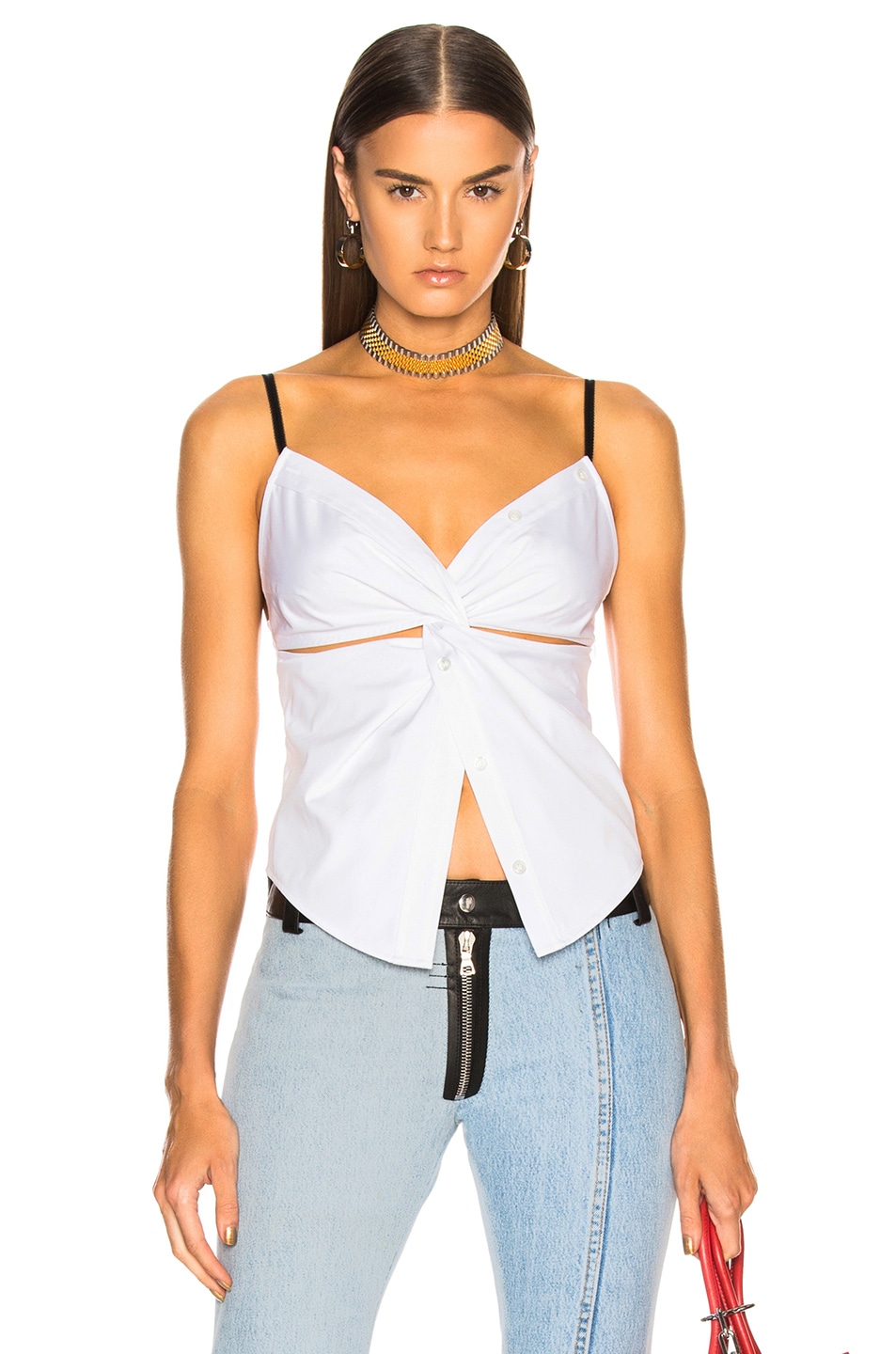 Image 1 of Alexander Wang Twisted Front Cami Top in White