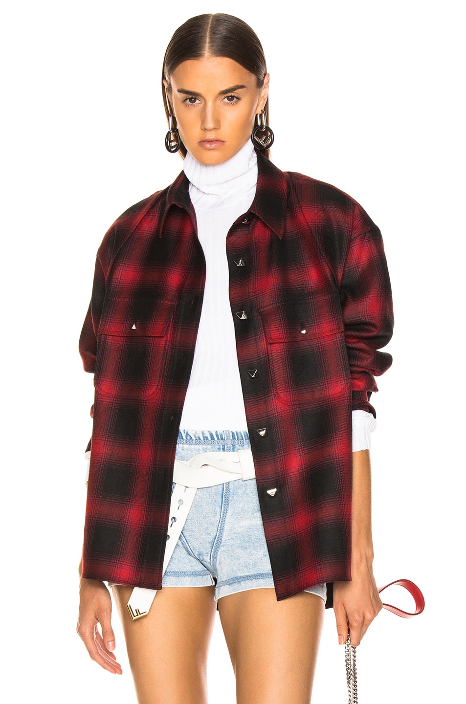 Image 1 of Alexander Wang Wool Button Off Flannel in Red