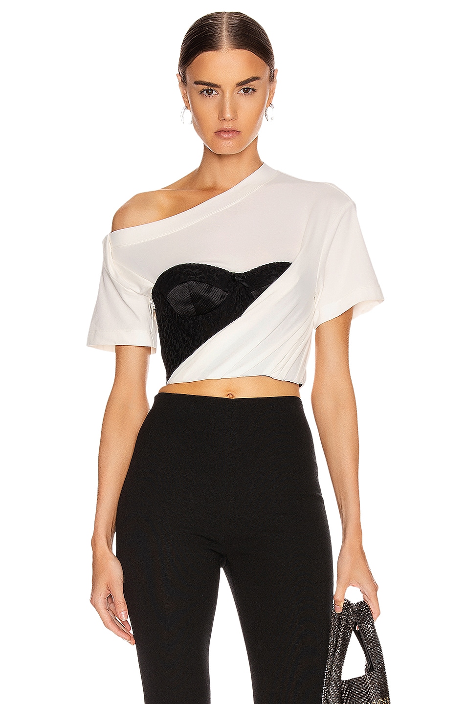 Image 1 of Alexander Wang Draped Bustier T Shirt in Soft White