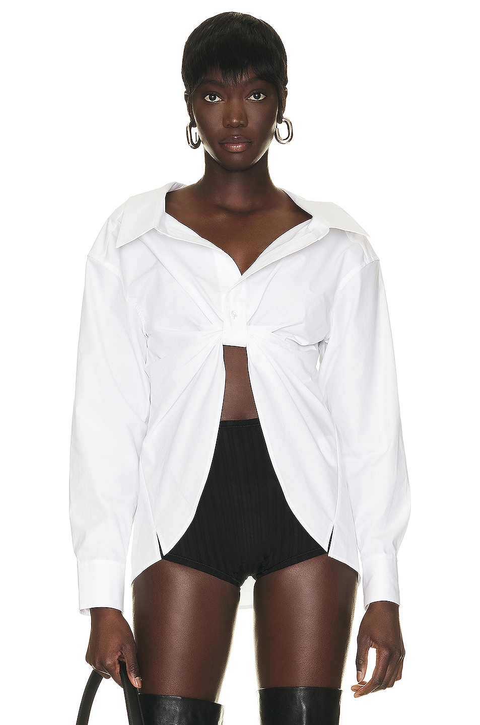 Image 1 of Alexander Wang Butterfly Pull Up Button Down Shirt in White