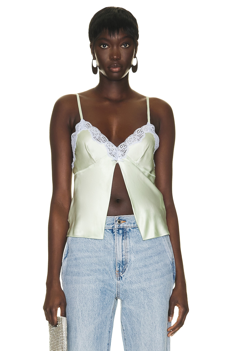 Image 1 of Alexander Wang Lace Butterfly Cami Top in Pale Mint