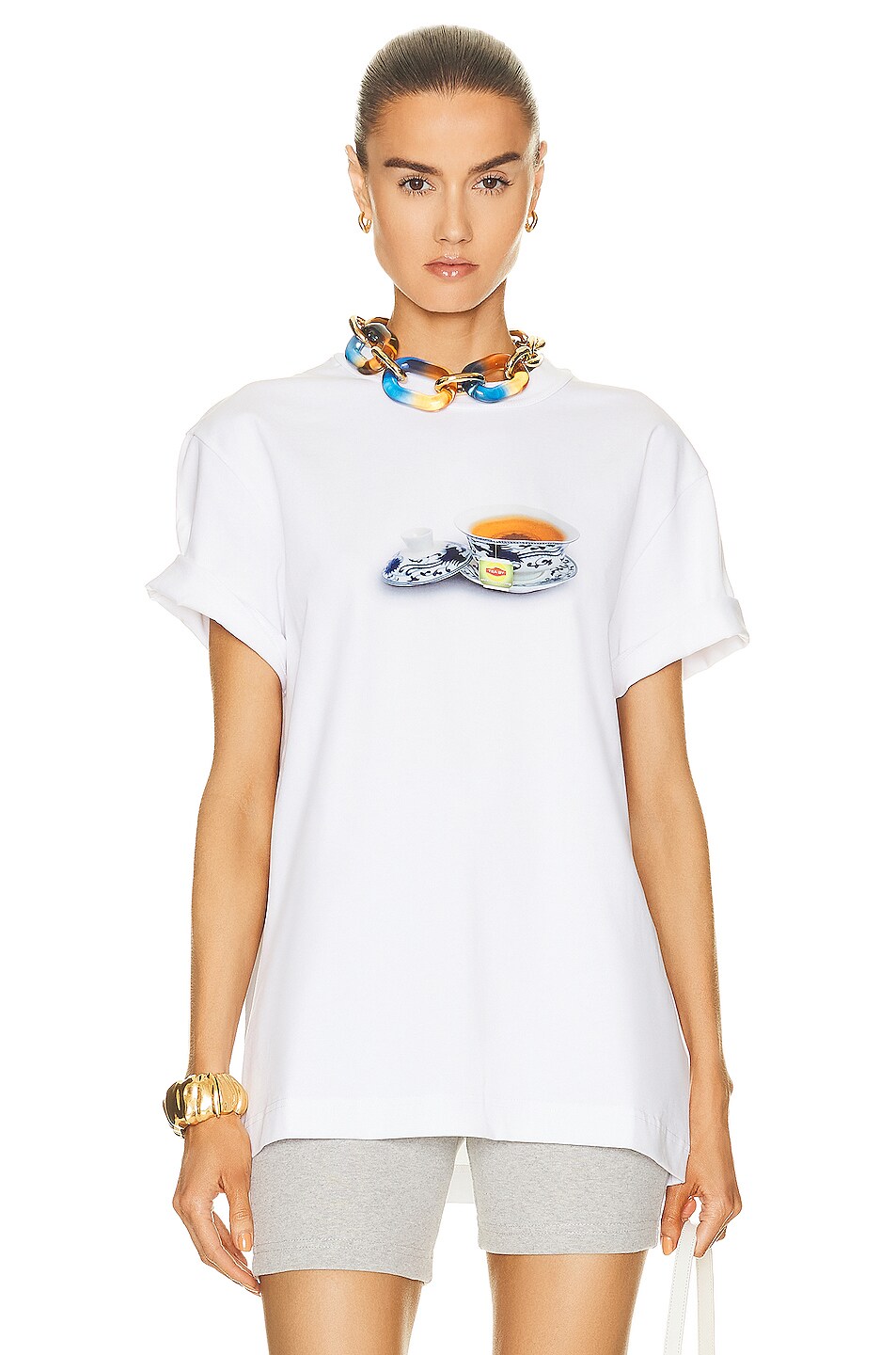 Image 1 of Alexander Wang Teacup Graphic Short Sleeve Tee in Bright White