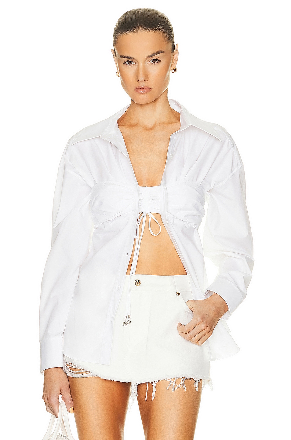 Image 1 of Alexander Wang Ruched Bandeau Shirt in White