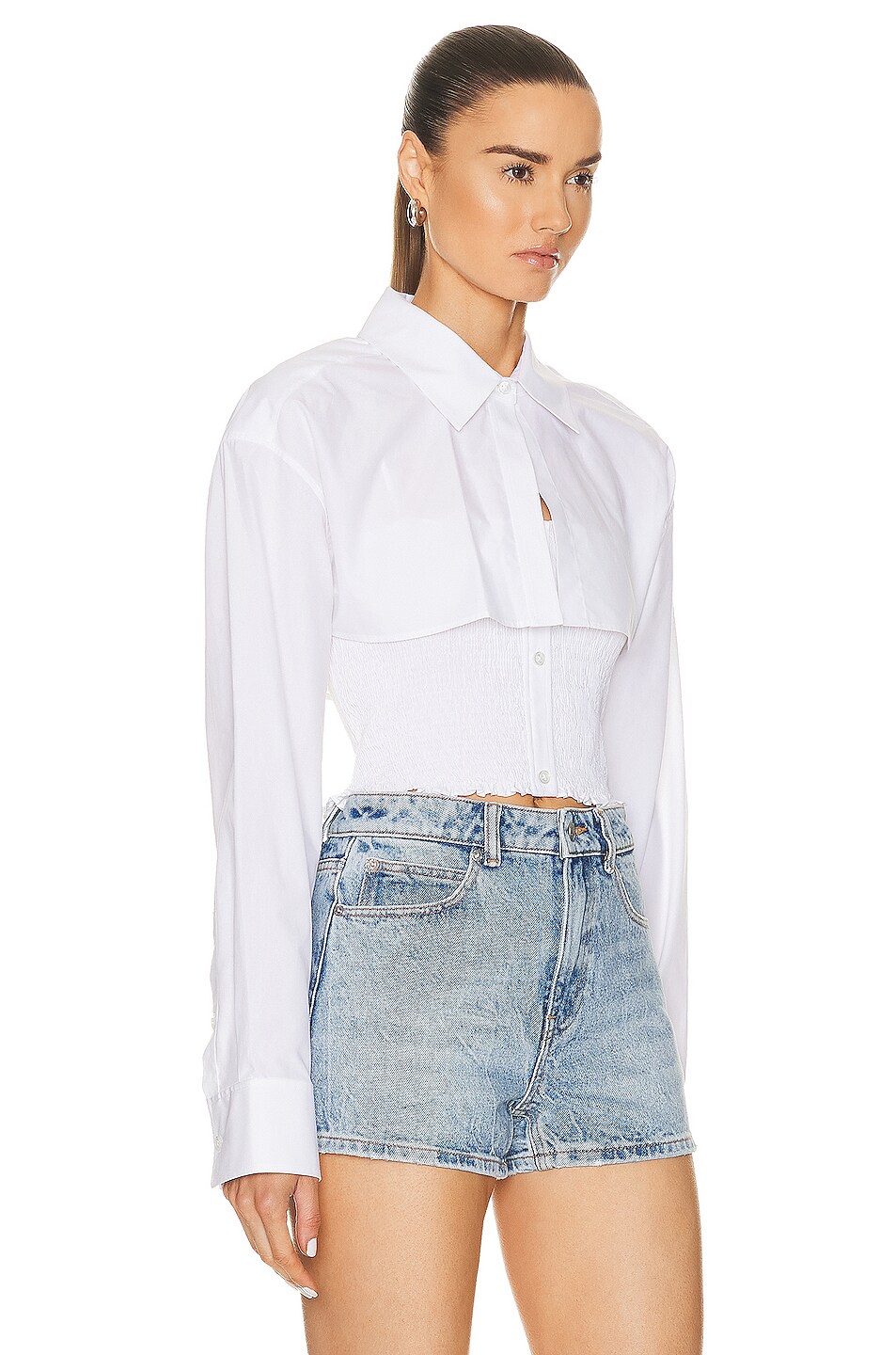 Alexander Wang Smocked Cami Overshirt Twinset in White FWRD