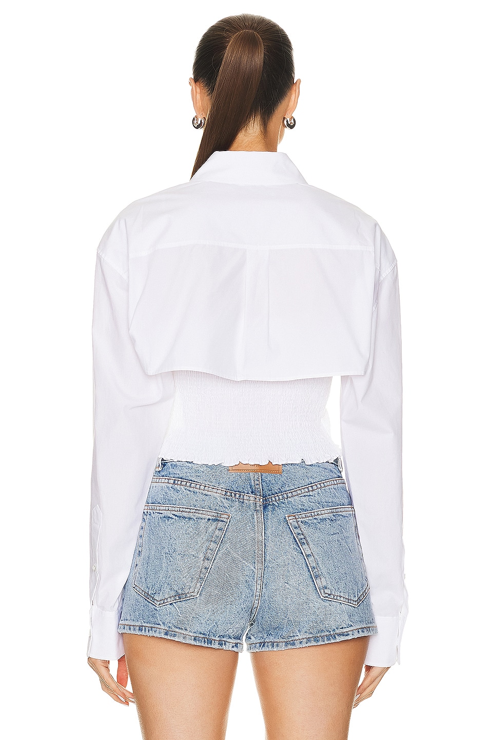 Alexander Wang Smocked Cami Overshirt Twinset in White FWRD