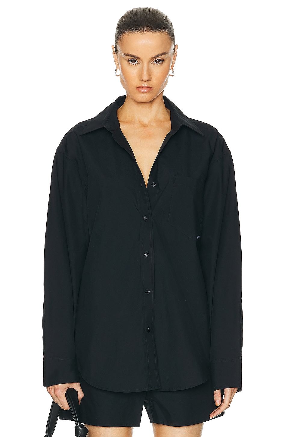 Image 1 of Alexander Wang Boyfriend Button Up Top in Black