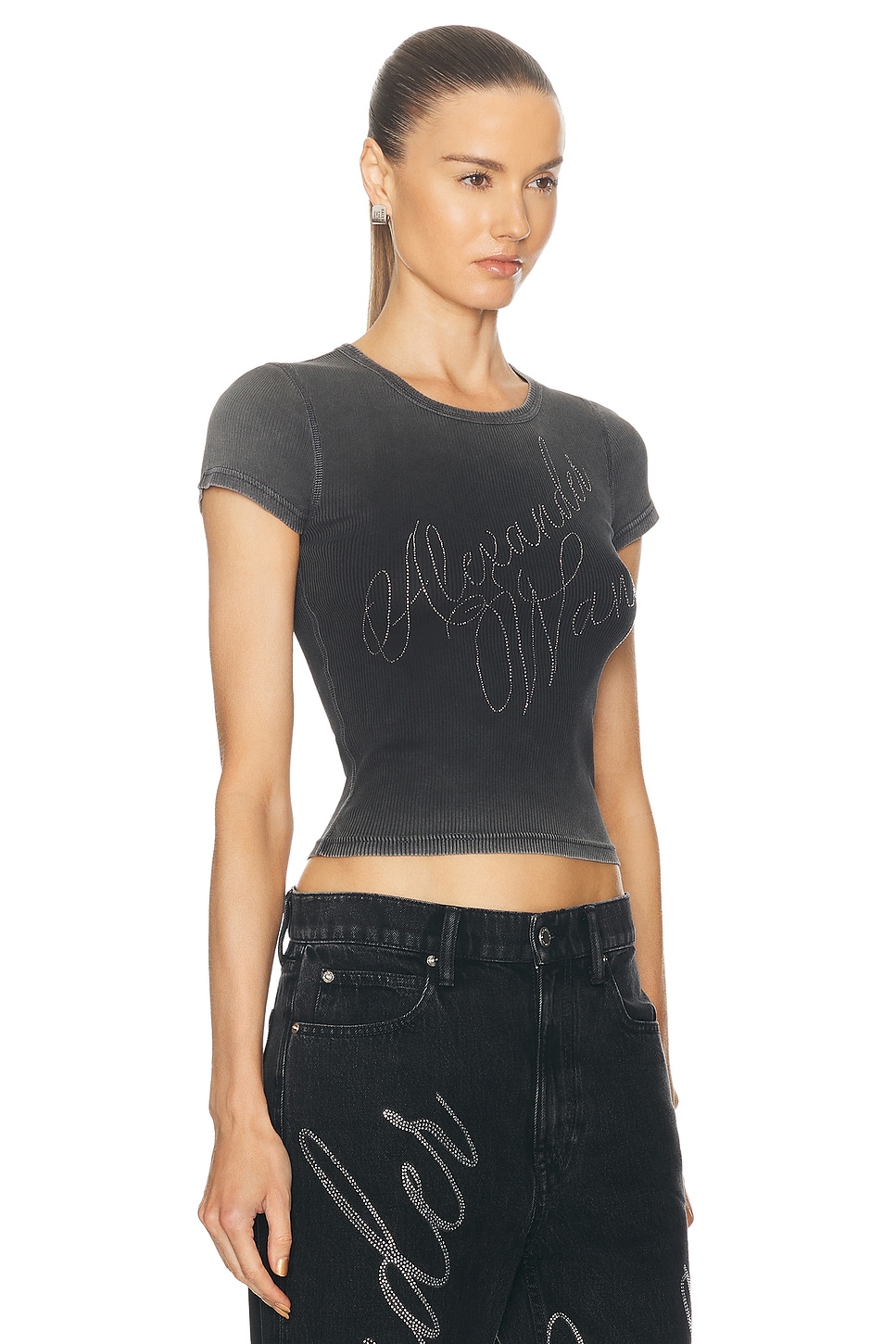 Shop Alexander Wang Fitted T-shirt In Washed Ash